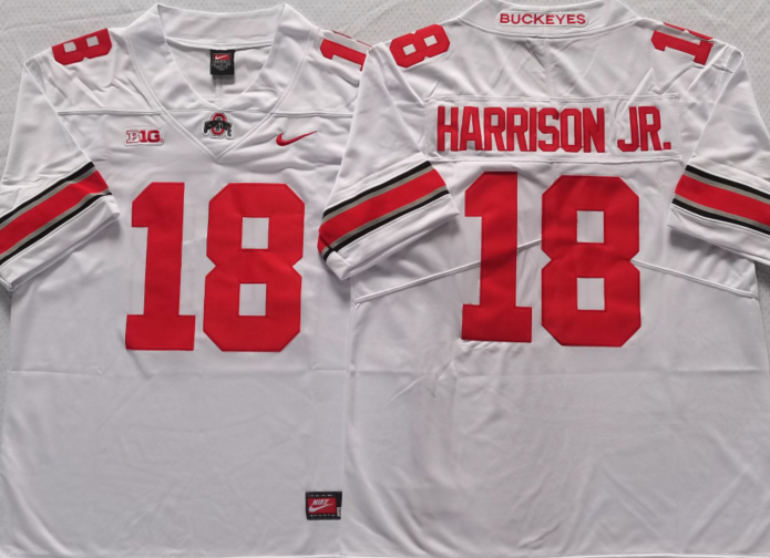 Men's Ohio State Buckeyes Marvin Harrison JR #18 White Jersey